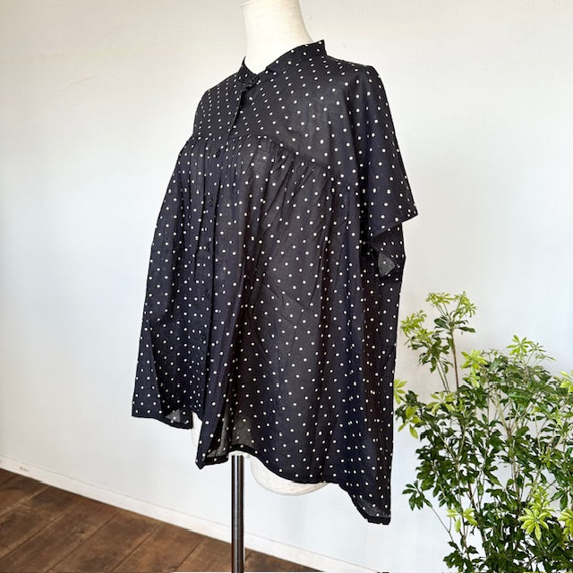 SOIL ソイル バンドカラーフレンチスリーブドットプリントシャツ NSL22016