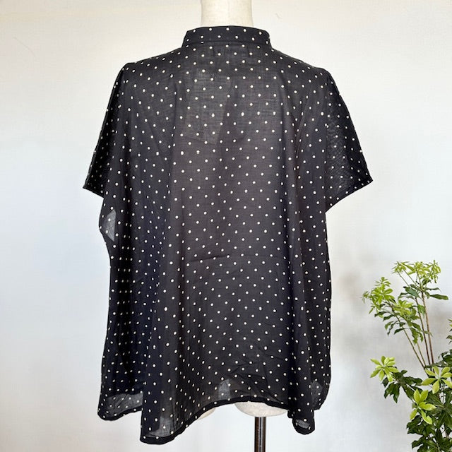 SOIL ソイル バンドカラーフレンチスリーブドットプリントシャツ NSL22016