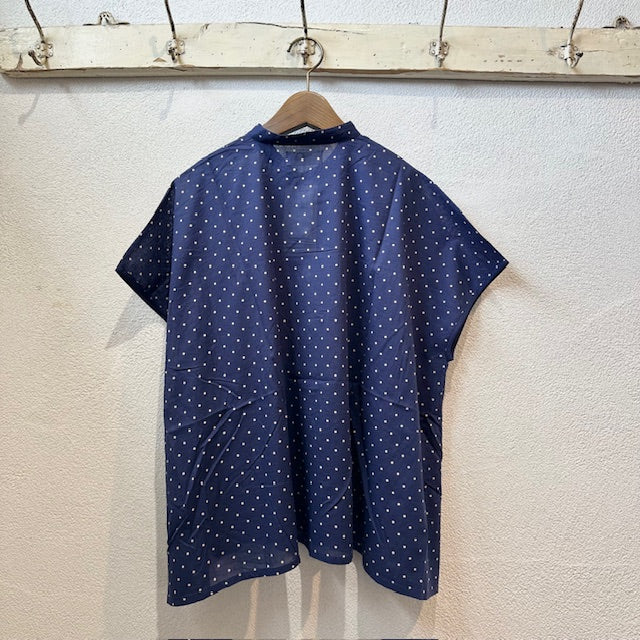 SOIL ソイル バンドカラーフレンチスリーブドットプリントシャツ NSL22016