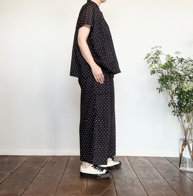 SOIL ソイル バンドカラーフレンチスリーブドットプリントシャツ NSL22016