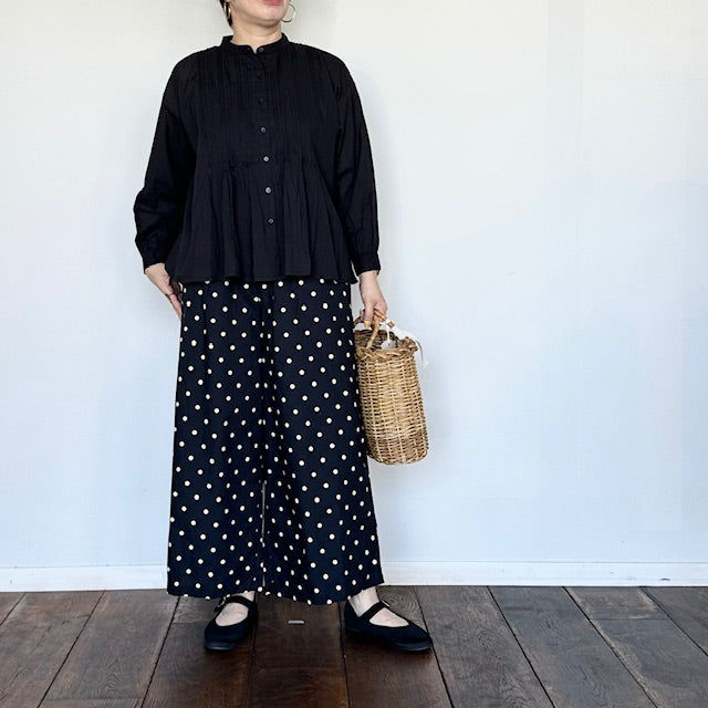 SOIL ソイル 60s CAMBRIC PLAIN BANDED COLLAR PINTUCK SHIRT NSL23551