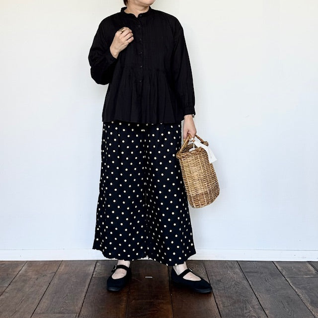 SOIL ソイル 60s CAMBRIC PLAIN BANDED COLLAR PINTUCK SHIRT NSL23551