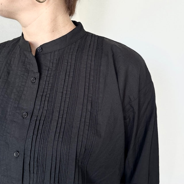 SOIL ソイル 60s CAMBRIC PLAIN BANDED COLLAR PINTUCK SHIRT NSL23551