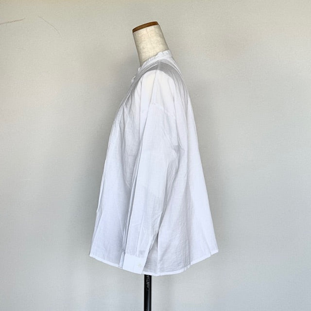 SOIL ソイル 60s CAMBRIC PLAIN BANDED COLLAR PINTUCK SHIRT NSL23551