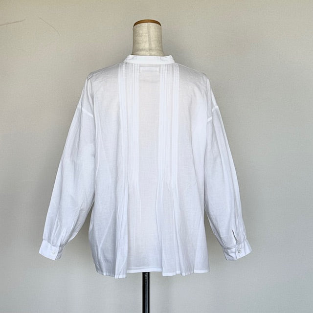 SOIL ソイル 60s CAMBRIC PLAIN BANDED COLLAR PINTUCK SHIRT NSL23551