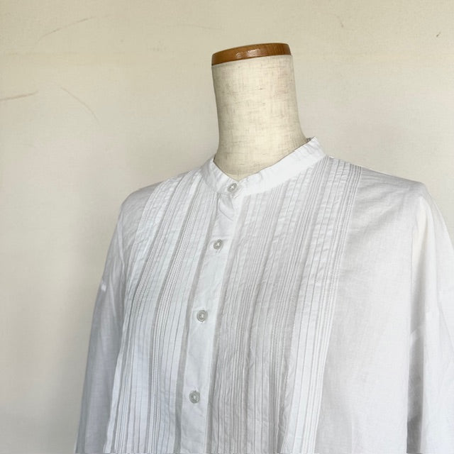 SOIL ソイル 60s CAMBRIC PLAIN BANDED COLLAR PINTUCK SHIRT NSL23551