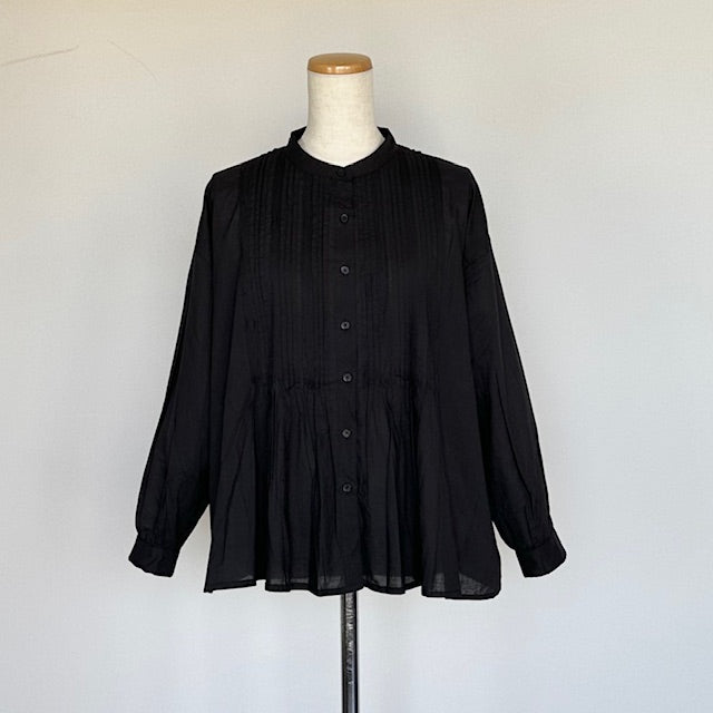 SOIL ソイル 60s CAMBRIC PLAIN BANDED COLLAR PINTUCK SHIRT NSL23551