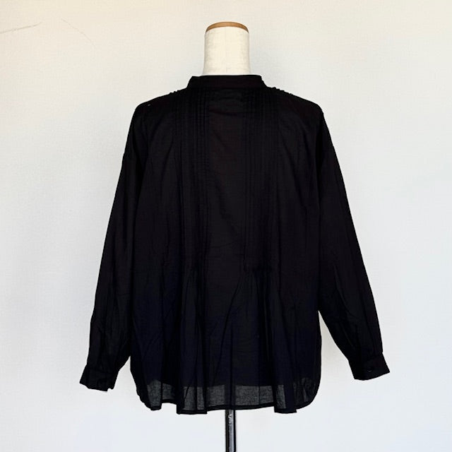 SOIL ソイル 60s CAMBRIC PLAIN BANDED COLLAR PINTUCK SHIRT NSL23551
