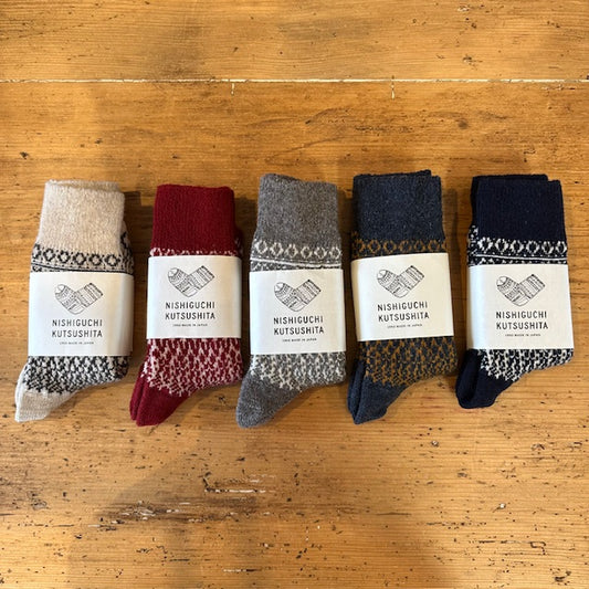 NISHIGUCHI KUTSUSHITA     ウールジャガードソックス  NK0119