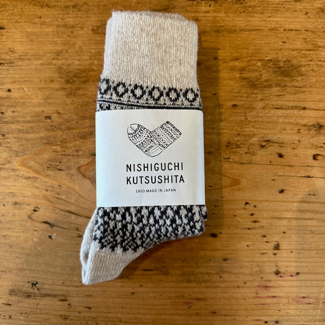 NISHIGUCHI KUTSUSHITA ウールジャガードソックス NK0119