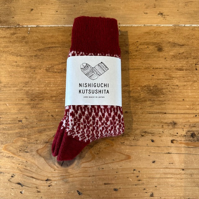 NISHIGUCHI KUTSUSHITA ウールジャガードソックス NK0119