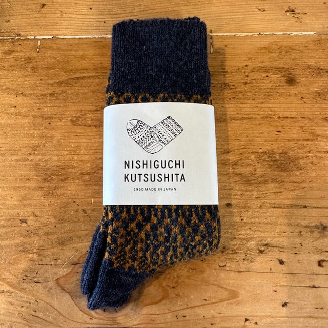 NISHIGUCHI KUTSUSHITA ウールジャガードソックス NK0119