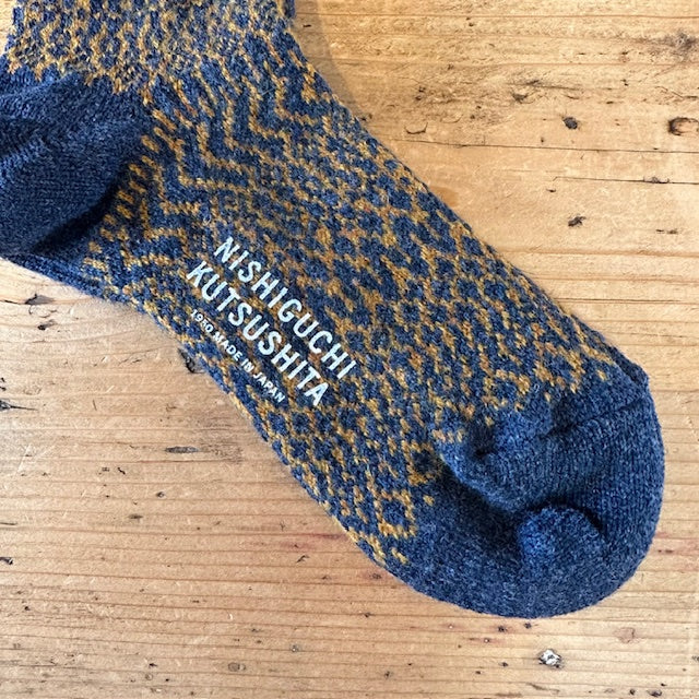 NISHIGUCHI KUTSUSHITA ウールジャガードソックス NK0119