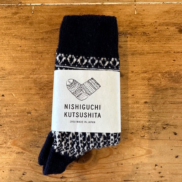 NISHIGUCHI KUTSUSHITA ウールジャガードソックス NK0119