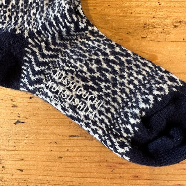NISHIGUCHI KUTSUSHITA ウールジャガードソックス NK0119