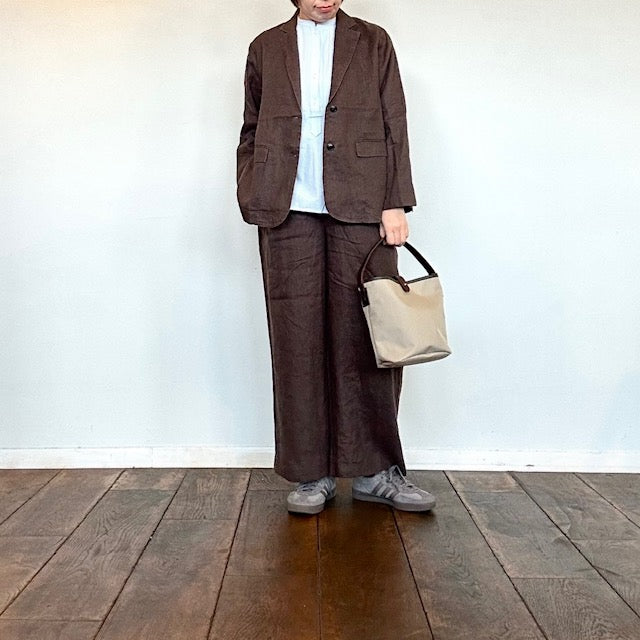 doux bleu クラシックリネン Wタックパンツ 2615-005