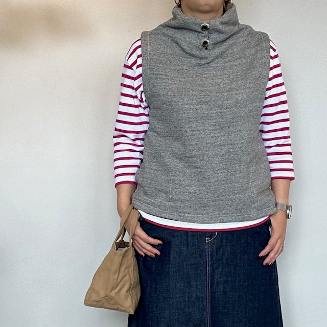 DanaFaneuil ガーゼ裏毛スタンドベスト  D2722301