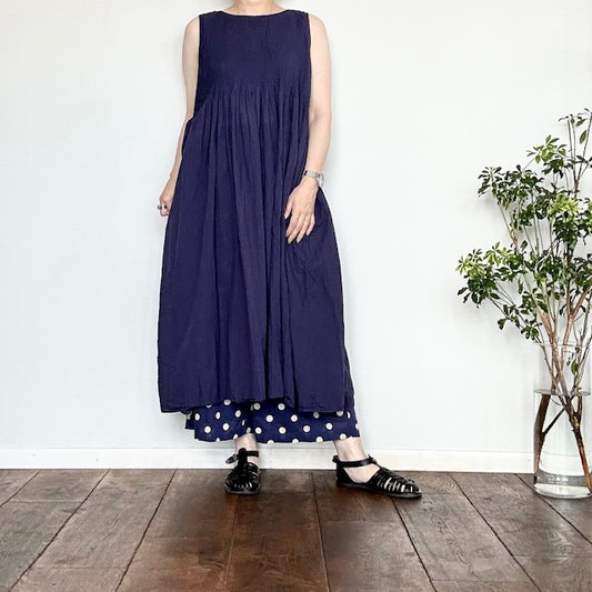 maison de soil オーガニックドビーチェックノースリーブピンタックワンピース NMDS25255D