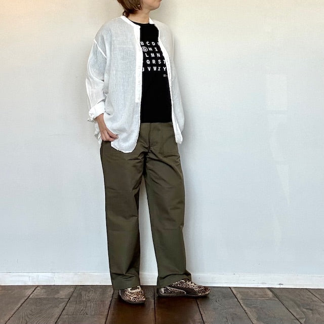 ARMENアーメン 30s GAUZE PLAIN OVERDYE UTILITY BANDED COLLAR SHIRT INAM2501G3D