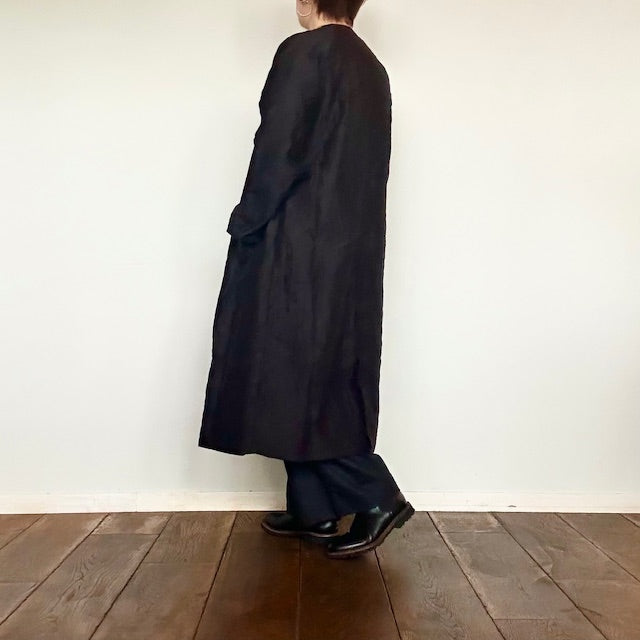 maison de soil QUILTED HANDWOVEN COTTON SILK PLAIN C-NECK RAGLAN COAT(コート) NMDS23521