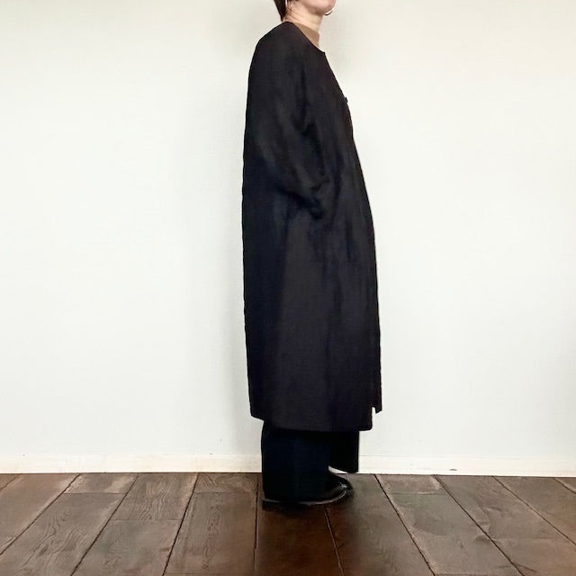 maison de soil QUILTED HANDWOVEN COTTON SILK PLAIN C-NECK RAGLAN COAT(コート) NMDS23521