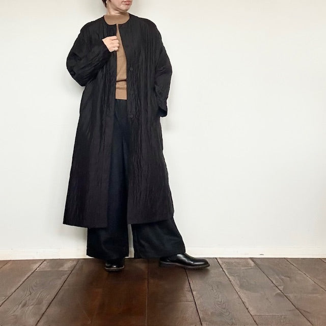maison de soil QUILTED HANDWOVEN COTTON SILK PLAIN C-NECK RAGLAN COAT(コート) NMDS23521