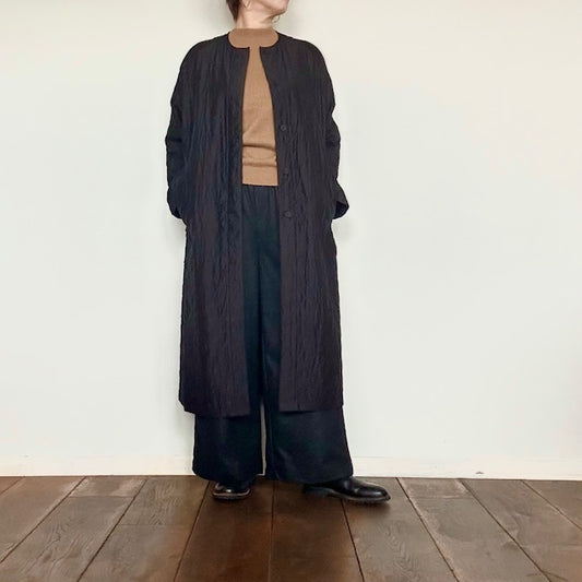 maison de soil    QUILTED HANDWOVEN COTTON SILK PLAIN C-NECK RAGLAN COAT(コート) NMDS23521