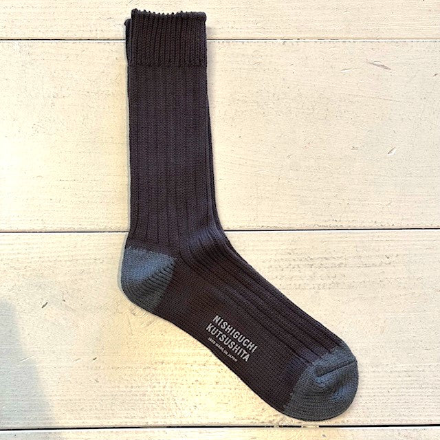 NISHIGUCHI KUTSUSHITA  ラグジュアリーコットンリブソックス  NK0901