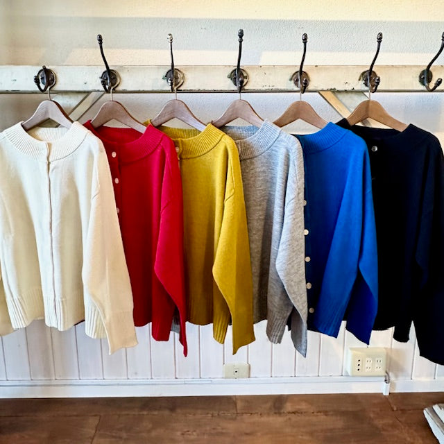 mao made メリノウールモックネックカーディガン 451107