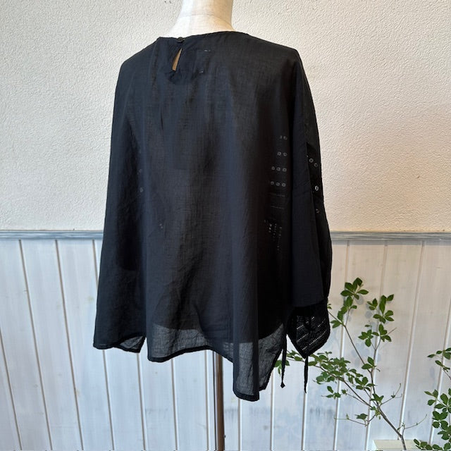 (g)グラム レーススイッチングスリットブラウス BLACK g-585