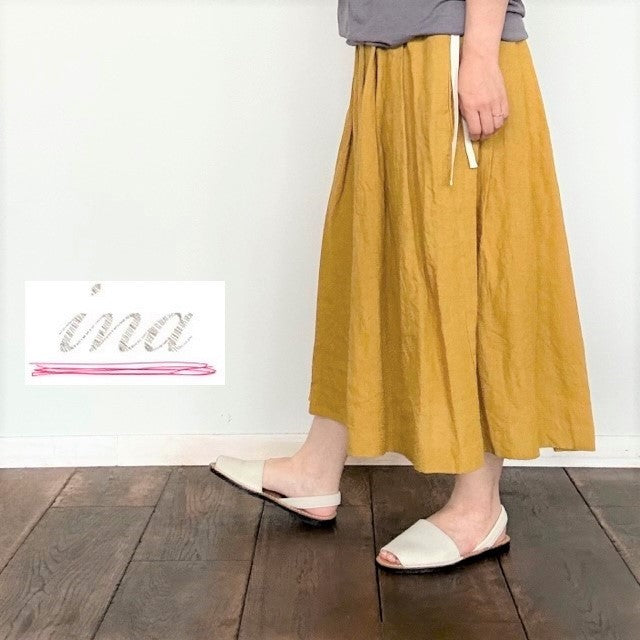 ina イナ リネン紐付きタックスカート  135128