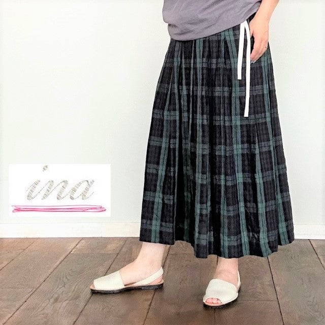 ina イナ リネン紐付きタックスカート  135128