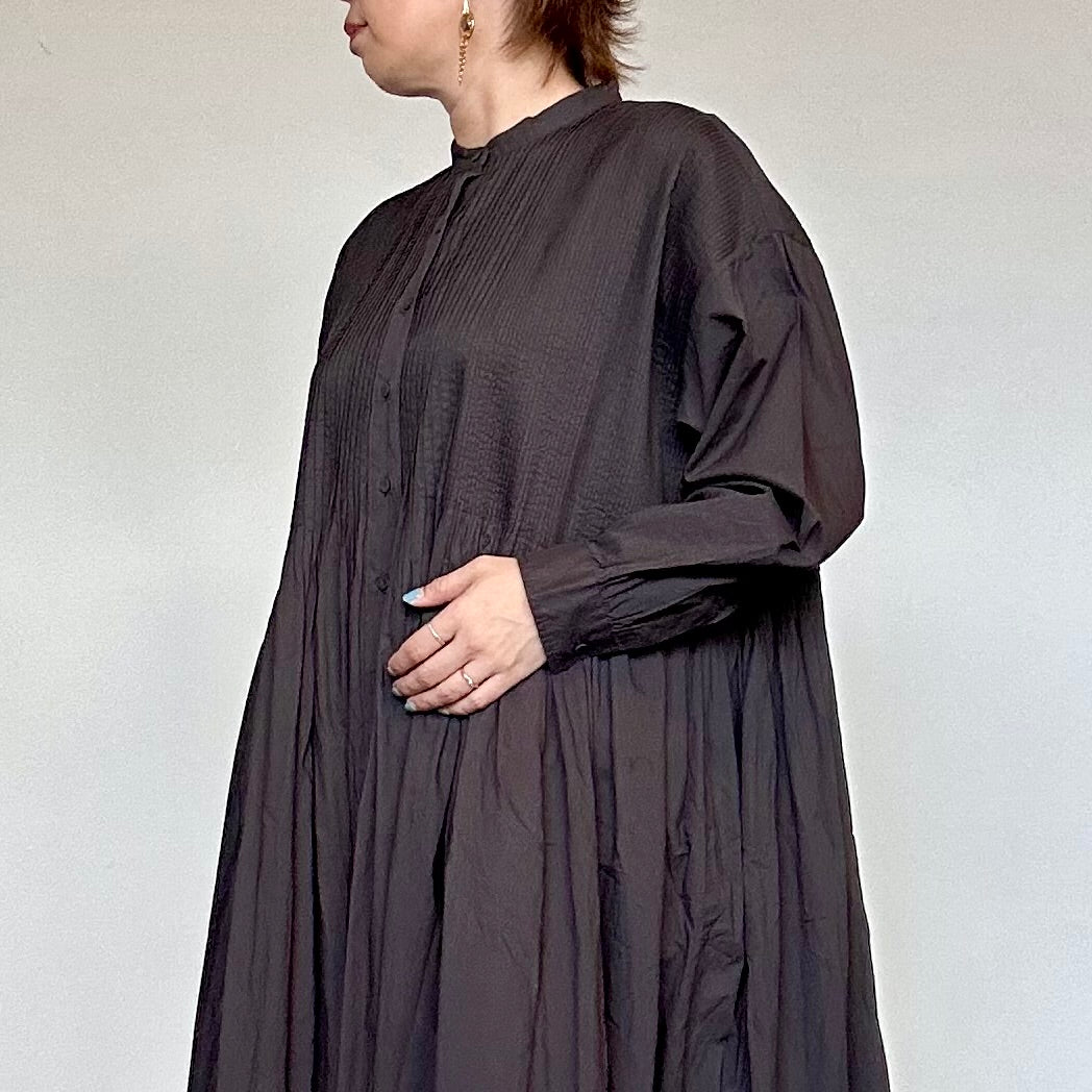maison de soil 60s ORGANIC CAMBRIC PLAIN BANDED COLLAR DRESS WITH MINI PINTUCK(ワンピース)NMDS25523