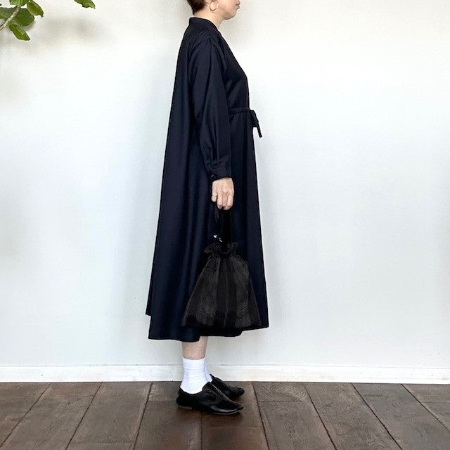 PONT DE  CHALONS (ポンデシャロン)バンドカラーリボンワンピース NAVY   22410518