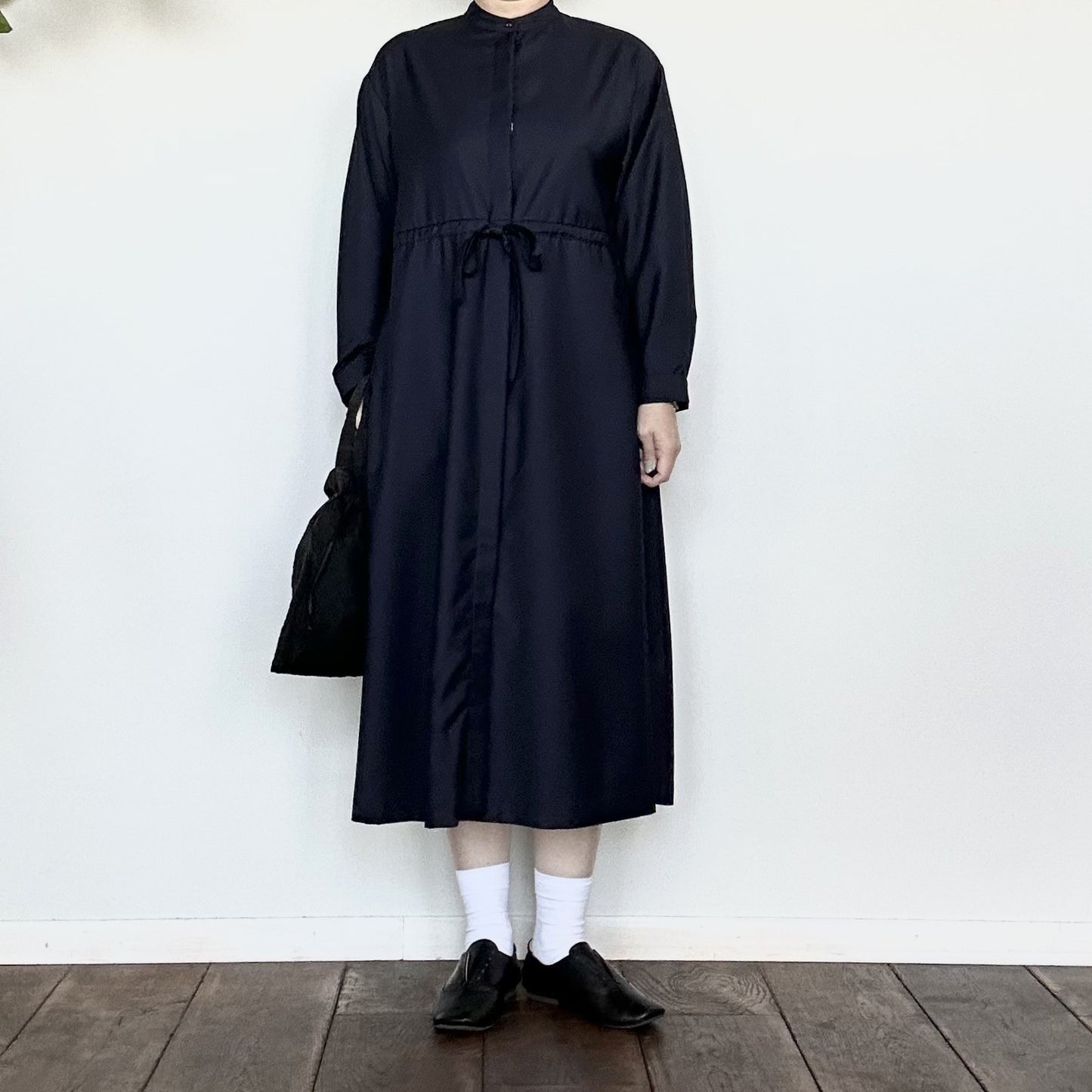 PONT DE  CHALONS (ポンデシャロン)バンドカラーリボンワンピース NAVY   22410518