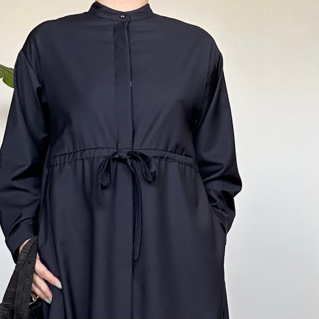 PONT DE  CHALONS (ポンデシャロン)バンドカラーリボンワンピース NAVY   22410518