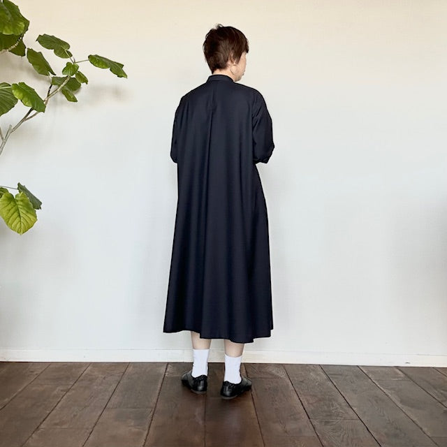 PONT DE  CHALONS (ポンデシャロン)バンドカラーリボンワンピース NAVY   22410518