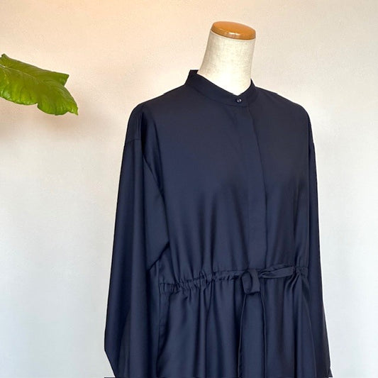 PONT DE  CHALONS (ポンデシャロン)バンドカラーリボンワンピース NAVY   22410518