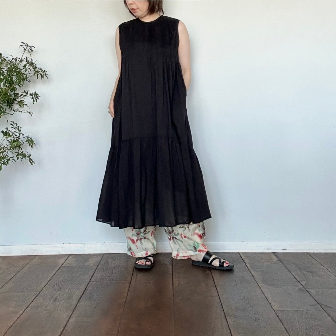YARRA INDIAピンタックワンピース 1624-287