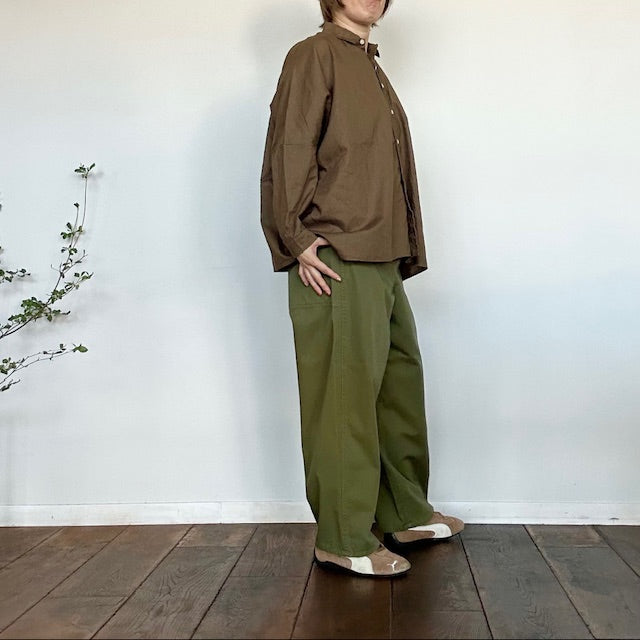Dana Faneuilダナファヌル 綿麻ギャザーシャツ D6125312