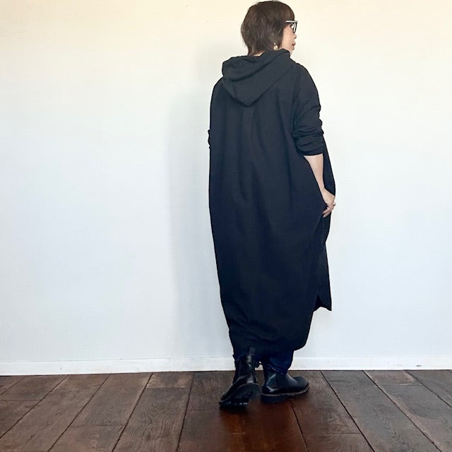 (g)グラム フード付きコートワンピース BLACK g-631