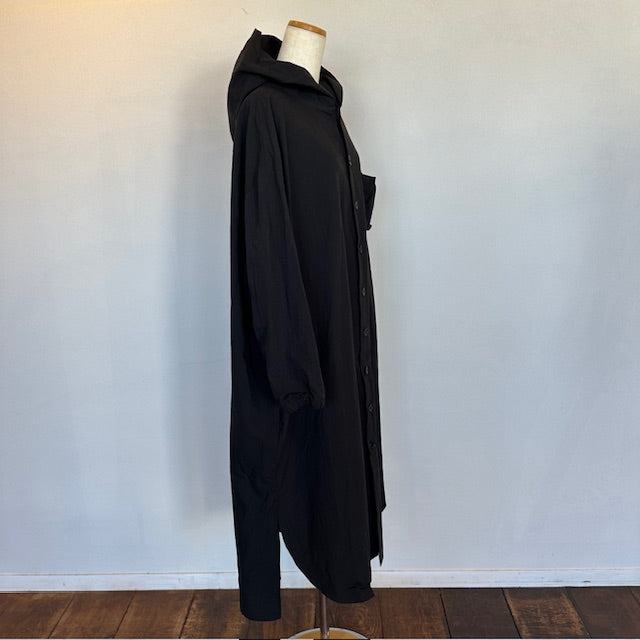 (g)グラム フード付きコートワンピース BLACK g-631