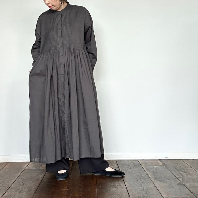 maison de soil 60s ORGANIC CAMBRIC PLAIN BANDED COLLAR DRESS WITH MINI PINTUCK(ワンピース)NMDS25523