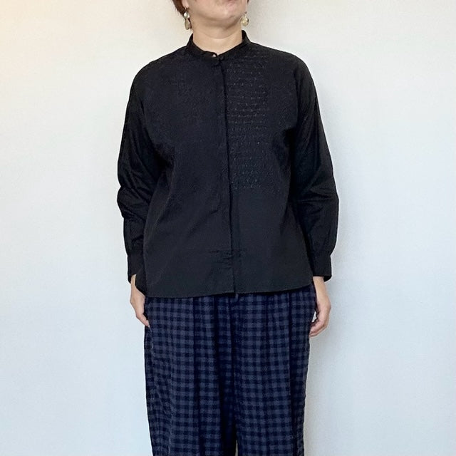 maison de soil 60'S ORGANIC CAMBRIC BANDED COLLAR EMB SHIRT(シャツ) NMDS20061