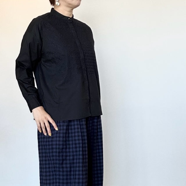 maison de soil 60'S ORGANIC CAMBRIC BANDED COLLAR EMB SHIRT(シャツ) NMDS20061