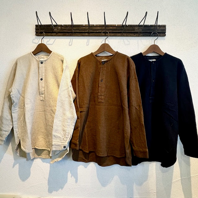 HTS WAFFLE PLAIN OVERDYE HENRY NECK SHIRTS INHT2574WPD