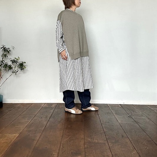 n o f l ノフル  メランジコットン オーバーサイズスリットベスト  644003920