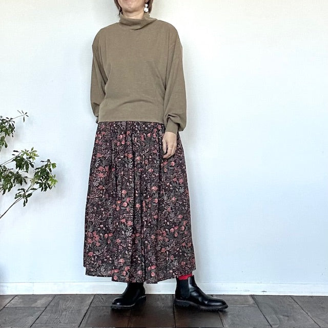 SOILソイル 60s CAMBRIC FLOWER PRINT GATHERED SKIRT NSL25595