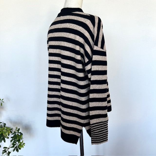 mao madeマオメイド バックスリットボーダープルオーバーニット 541138