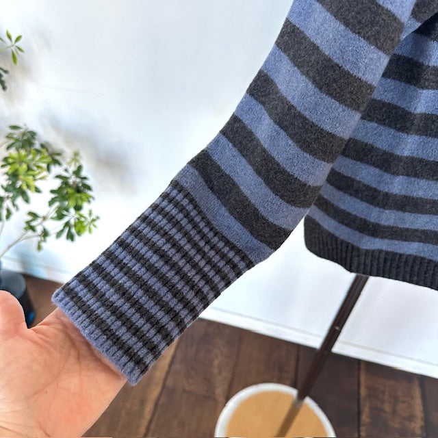 mao madeマオメイド バックスリットボーダープルオーバーニット 541138